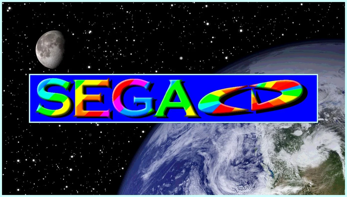 Logotipo de SEGA CD sobre la Tierra y la Luna en un fondo del espacio