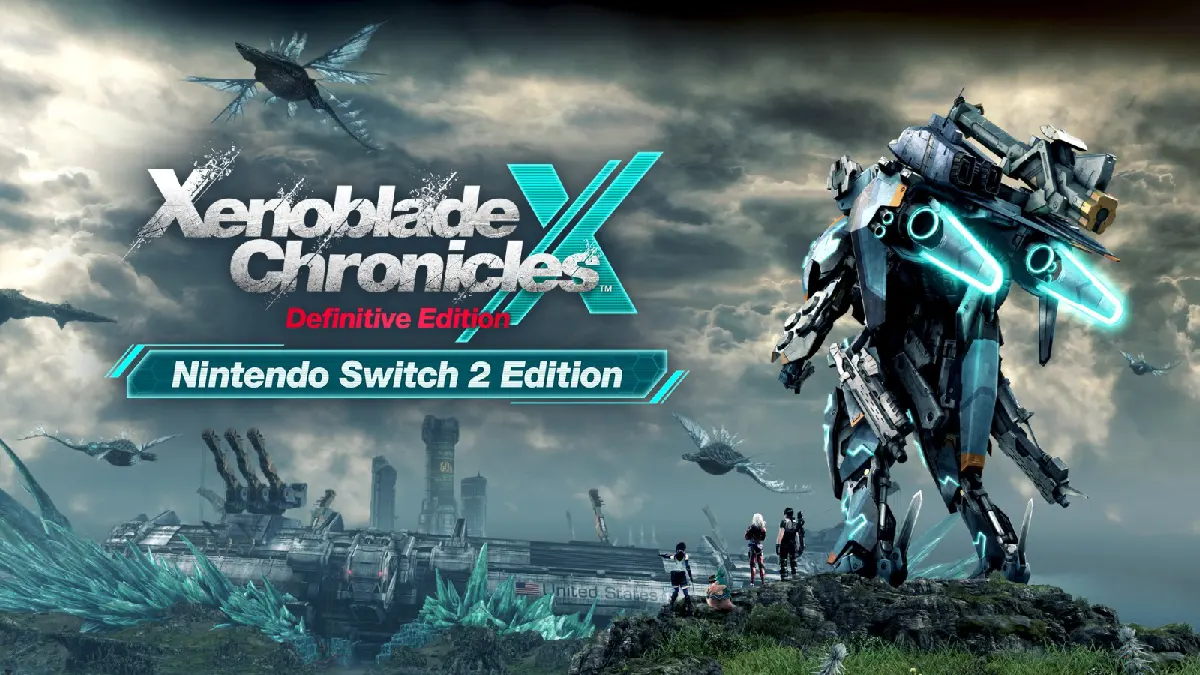 Arte promocional de Xenoblade Chronicles X: Definitive Edition mostrando un Skell gigante en el planeta Mira, Nintendo Switch 2 Edition