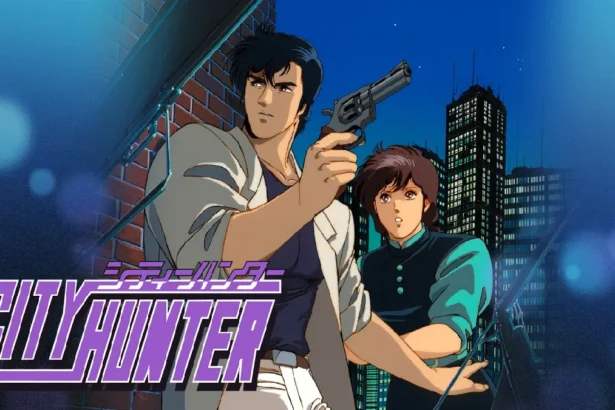 Ryo Saeba y Kaori en City Hunter para Nintendo Switch 2 con fondo nocturno urbano