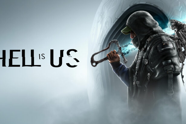 Protagonista de Hell is Us con arma sobrenatural en un entorno oscuro y futurista, arte oficial del juego