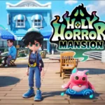 Protagonista con cámara y criatura espiritual en una ciudad colorida de Holy Horror Mansion, nuevo RPG de Level-5