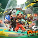 Personajes del Clan Surimi combatiendo Salmonids en Splatoon Raiders para Nintendo Switch 2 con armas de tinta y gadgets mecánicos