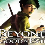 Imagen promocional de Beyond Good & Evil con Jade en primer plano, ciudad futurista y naves voladoras en el fondo