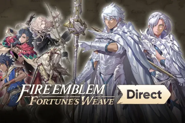 Arte promocional de Fire Emblem: Fortune's Weave con los cuatro héroes principales durante el Direct de Nintendo para Switch 2.