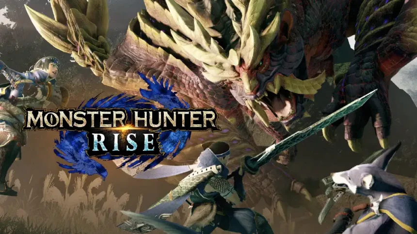 Monster Hunter Rise con un cazador enfrentándose a un monstruo